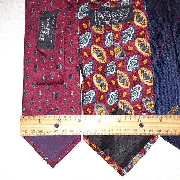 5 Vintage Ties * 1970's-1990's * Red Silk Poly * Made in America * Paisley, Rep - Picture 4 of 5
